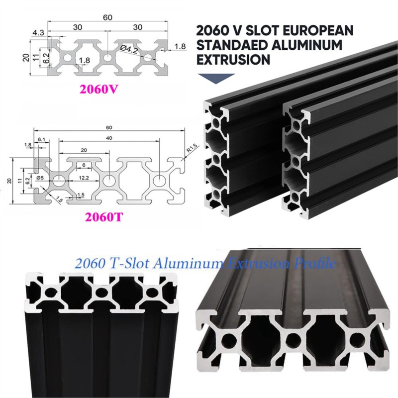 1Pcs Black Aluminum Profile 20 - огляд і ціна V Slot Aluminum Extrusion
