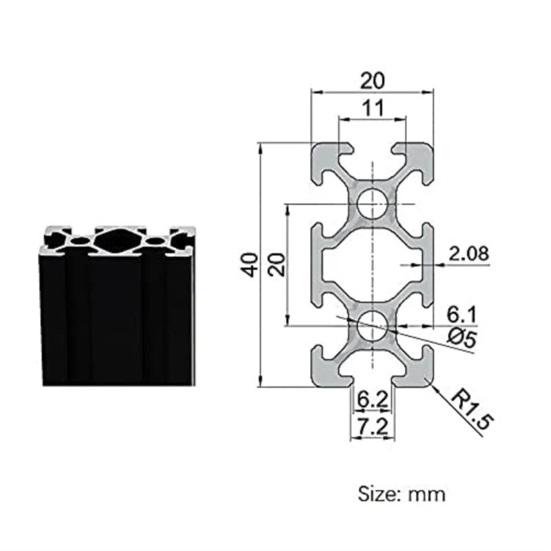 1PCS BLACK 2040 T-Slot Europea - огляд і ціна V Slot Aluminum Extrusion
