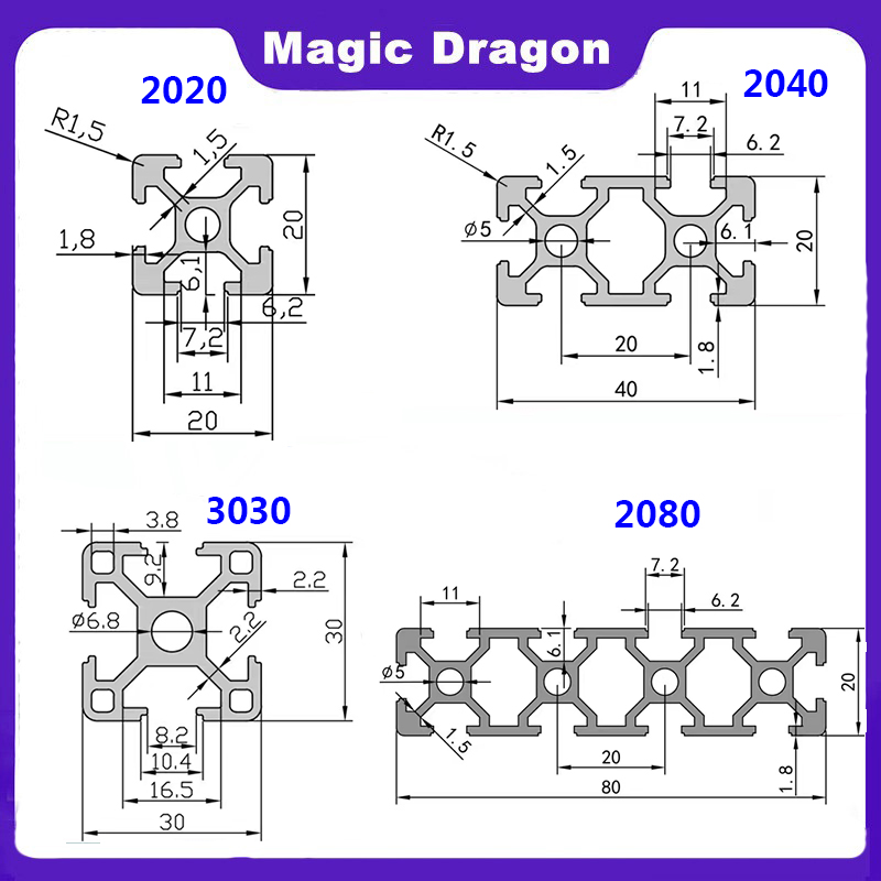 EU 2020 2040 2060 3030 3060 40 - огляд і ціна V Slot Aluminum Extrusion
