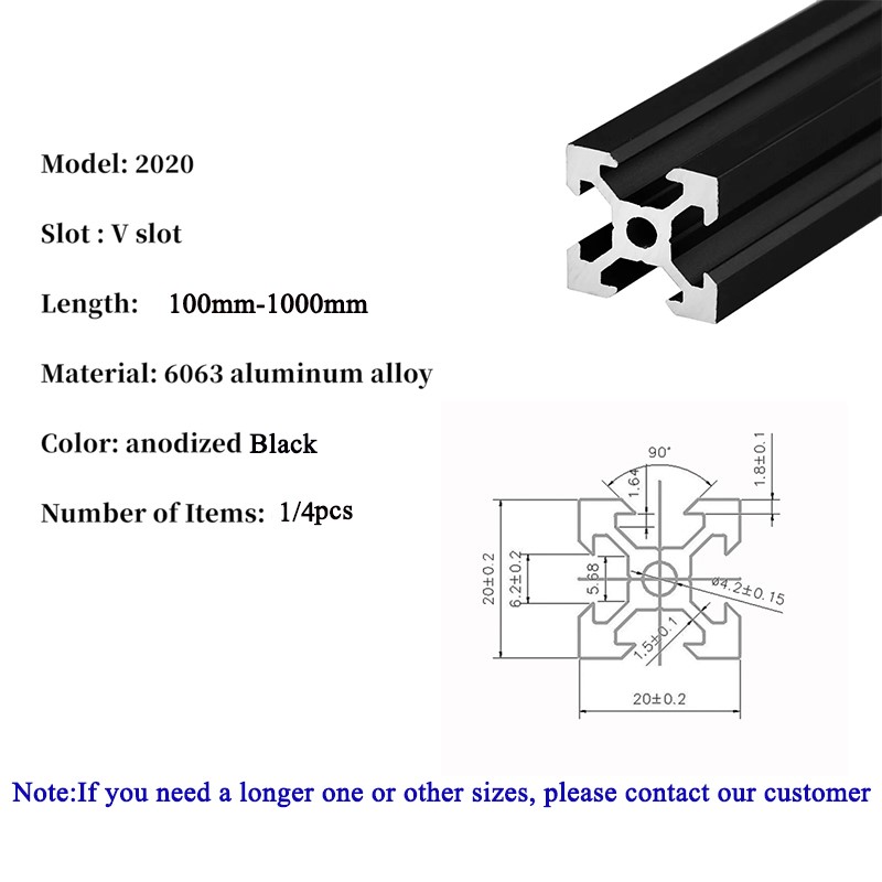 1/4PCS 2020 V-slot 2020V Europ - огляд і ціна V Slot Aluminum Extrusion